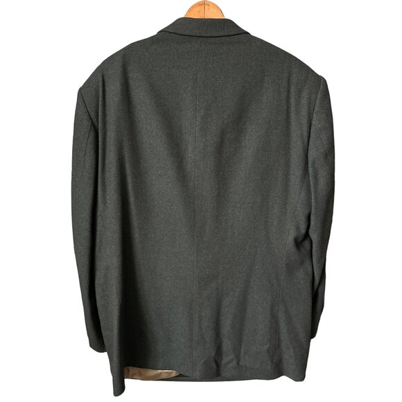 Oscar De la Renta Wool Blazer Charcoal Gray Blend Double Button Fully Lined 44R - Picture 3 of 7